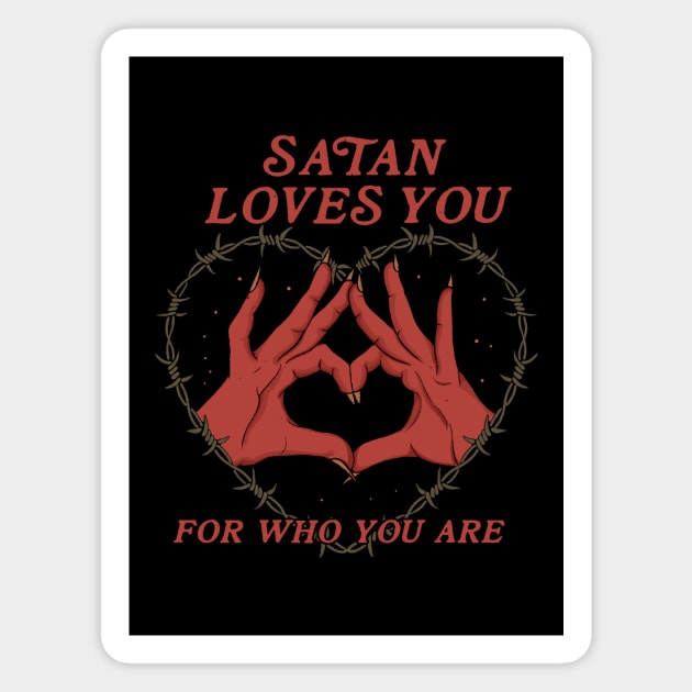 Satan Loves You - Double Sided Magnet by thiagocorrea